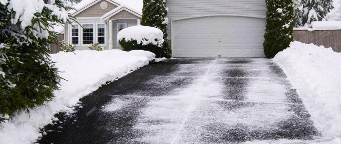 There is no snow on janet's driveway